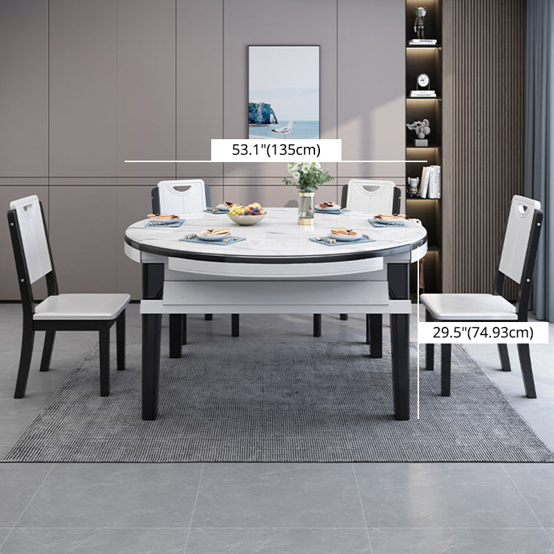 Modern Kitchen Dining Room Set with Sintered Stone Top and Black Base Dining Furniture Set Clearhalo 'Dining Room Sets' 'Dining Tables & Seating' 'dining_room_set' 'furn' 'furn_dining_room_set' 'Furniture' 'furniture_dining_room_set' 'Kitchen & Dining Furniture' 'kitchen&dining_furn' 'kitchen' 3446786