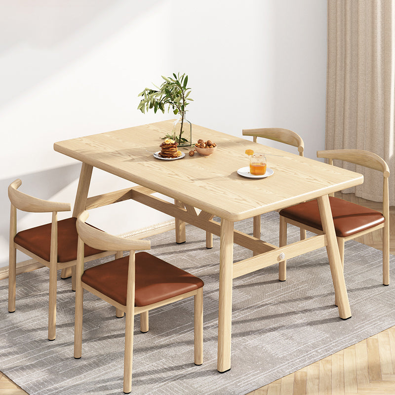 Wooden Modern Dining Room Set Standard Height with Trestle Base Formal Table Set for Home Use Brown 5 Piece Set Clearhalo 'Dining Room Sets' 'Dining Tables & Seating' 'dining_room_set' 'furn' 'furn_dining_room_set' 'Furniture' 'furniture_dining_room_set' 'Kitchen & Dining Furniture' 'kitchen&dining_furn' 'kitchen' 3446795