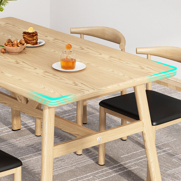 Wooden Modern Dining Room Set Standard Height with Trestle Base Formal Table Set for Home Use Clearhalo 'Dining Room Sets' 'Dining Tables & Seating' 'dining_room_set' 'furn' 'furn_dining_room_set' 'Furniture' 'furniture_dining_room_set' 'Kitchen & Dining Furniture' 'kitchen&dining_furn' 'kitchen' 3446797