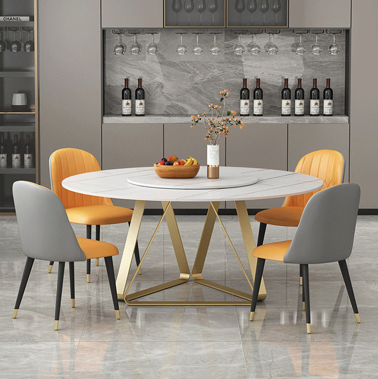 Modern Style Sintered Stone White Dining¬†Room¬†Set with Round Table Home Dining Table Furniture 5 Piece Set Clearhalo 'Dining Room Sets' 'Dining Tables & Seating' 'dining_room_set' 'furn' 'furn_dining_room_set' 'Furniture' 'furniture_dining_room_set' 'Kitchen & Dining Furniture' 'kitchen&dining_furn' 'kitchen' 3446807