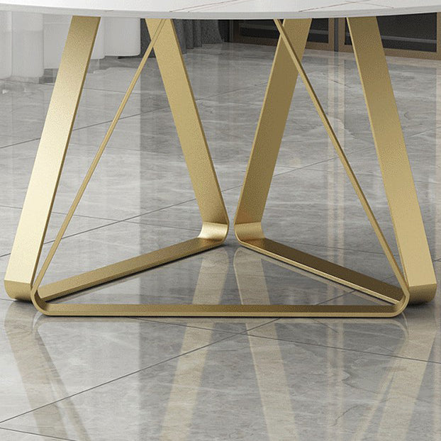 Modern Style Sintered Stone White Dining¬†Room¬†Set with Round Table Home Dining Table Furniture Clearhalo 'Dining Room Sets' 'Dining Tables & Seating' 'dining_room_set' 'furn' 'furn_dining_room_set' 'Furniture' 'furniture_dining_room_set' 'Kitchen & Dining Furniture' 'kitchen&dining_furn' 'kitchen' 3446812