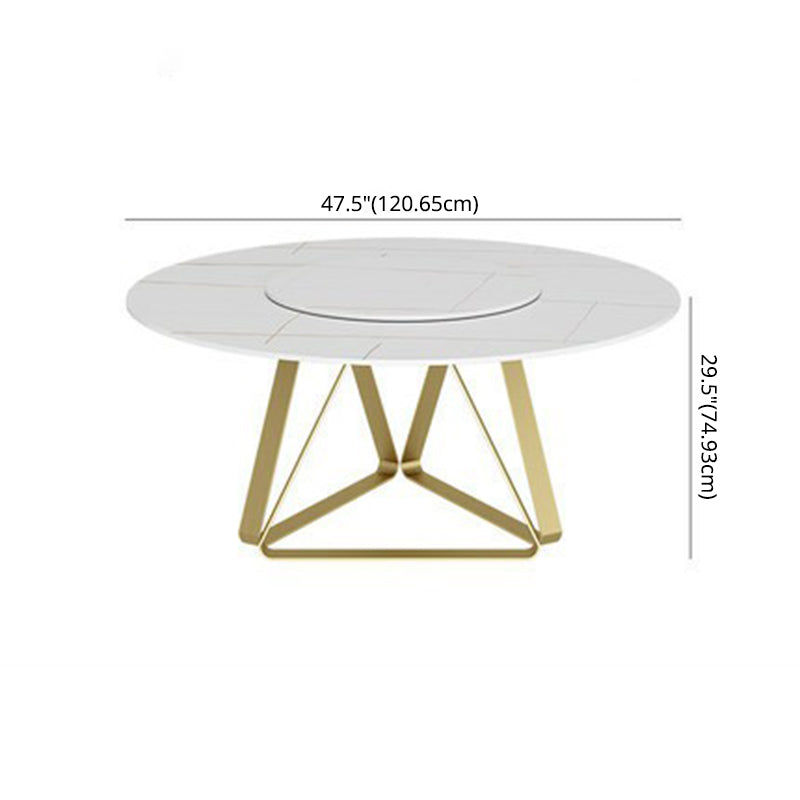 Modern Style Sintered Stone White Dining¬†Room¬†Set with Round Table Home Dining Table Furniture Clearhalo 'Dining Room Sets' 'Dining Tables & Seating' 'dining_room_set' 'furn' 'furn_dining_room_set' 'Furniture' 'furniture_dining_room_set' 'Kitchen & Dining Furniture' 'kitchen&dining_furn' 'kitchen' 3446813