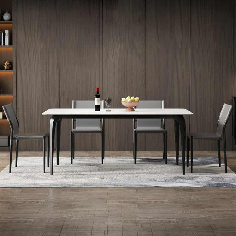 Contemporary Dining Set with Sintered Stone Dining Table and Padded Chairs 5 Piece Set Clearhalo 'Dining Room Sets' 'Dining Tables & Seating' 'dining_room_set' 'furn' 'furn_dining_room_set' 'Furniture' 'furniture_dining_room_set' 'Kitchen & Dining Furniture' 'kitchen&dining_furn' 'kitchen' 3446818