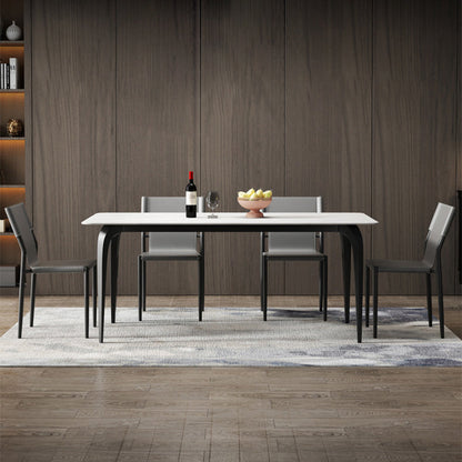 Contemporary Dining Set with Sintered Stone Dining Table and Padded Chairs 5 Piece Set Clearhalo 'Dining Room Sets' 'Dining Tables & Seating' 'dining_room_set' 'furn' 'furn_dining_room_set' 'Furniture' 'furniture_dining_room_set' 'Kitchen & Dining Furniture' 'kitchen&dining_furn' 'kitchen' 3446818