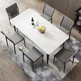Contemporary Dining Set with Sintered Stone Dining Table and Padded Chairs Clearhalo 'Dining Room Sets' 'Dining Tables & Seating' 'dining_room_set' 'furn' 'furn_dining_room_set' 'Furniture' 'furniture_dining_room_set' 'Kitchen & Dining Furniture' 'kitchen&dining_furn' 'kitchen' 3446819