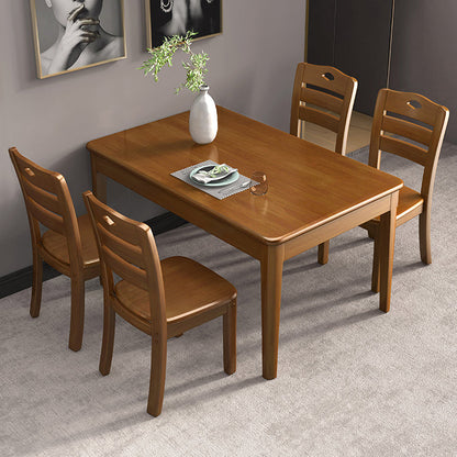 Minimalist Dining Room Set Rectangular Solid Wood Dining Table with Four-leg 5 Piece Set Clearhalo 'Dining Room Sets' 'Dining Tables & Seating' 'dining_room_set' 'furn' 'furn_dining_room_set' 'Furniture' 'furniture_dining_room_set' 'Kitchen & Dining Furniture' 'kitchen&dining_furn' 'kitchen' 3446840