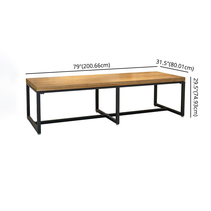 Industrial Wooden Dining¬†Room¬†Set with Rectangle Table and Black Legs Dining Table Furniture Clearhalo 'Dining Room Sets' 'Dining Tables & Seating' 'dining_room_set' 'furn' 'furn_dining_room_set' 'Furniture' 'furniture_dining_room_set' 'Kitchen & Dining Furniture' 'kitchen&dining_furn' 'kitchen' 3446856