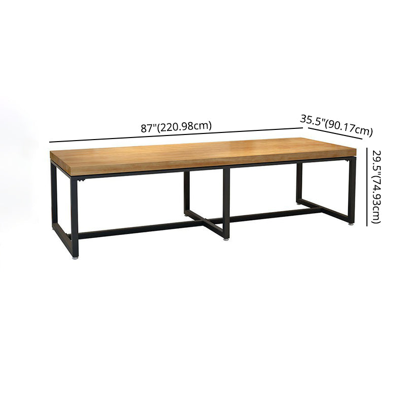 Industrial Wooden Dining¬†Room¬†Set with Rectangle Table and Black Legs Dining Table Furniture Clearhalo 'Dining Room Sets' 'Dining Tables & Seating' 'dining_room_set' 'furn' 'furn_dining_room_set' 'Furniture' 'furniture_dining_room_set' 'Kitchen & Dining Furniture' 'kitchen&dining_furn' 'kitchen' 3446857