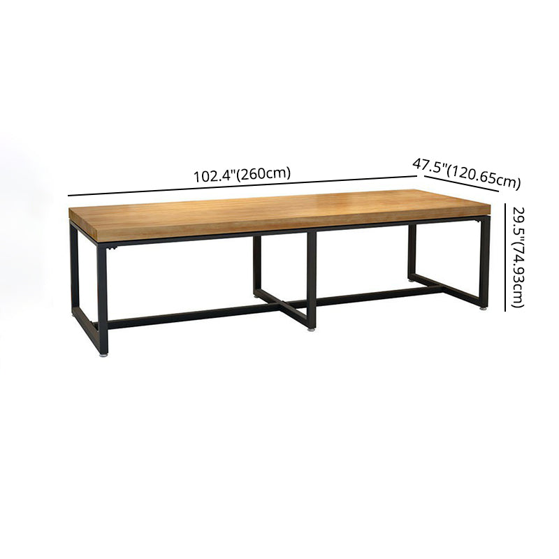 Industrial Wooden Dining¬†Room¬†Set with Rectangle Table and Black Legs Dining Table Furniture Clearhalo 'Dining Room Sets' 'Dining Tables & Seating' 'dining_room_set' 'furn' 'furn_dining_room_set' 'Furniture' 'furniture_dining_room_set' 'Kitchen & Dining Furniture' 'kitchen&dining_furn' 'kitchen' 3446859