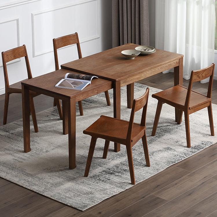 Contemporary Style Dining Table with Solid Wood Dining Table and Chairs for Home Use Walnut Clearhalo 'Dining Room Sets' 'Dining Tables & Seating' 'dining_room_set' 'Furniture' 'furniture_dining_room_set' 'Kitchen & Dining Furniture' 'kitchen&dining_furn' 'kitchen' 3446863