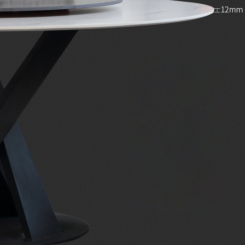 Modern Style Sintered Stone White Dining¬†Room¬†Set with Round Table Dining Table Furniture Clearhalo 'Dining Room Sets' 'Dining Tables & Seating' 'dining_room_set' 'furn' 'furn_dining_room_set' 'Furniture' 'furniture_dining_room_set' 'Kitchen & Dining Furniture' 'kitchen&dining_furn' 'kitchen' 3446883