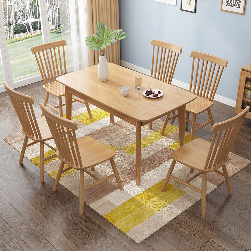 Minimalist Style Dining Room Sets with Solid Wood Dining Table and Chairs 7 Piece Set Clearhalo 'Dining Room Sets' 'Dining Tables & Seating' 'dining_room_set' 'furn' 'furn_dining_room_set' 'Furniture' 'furniture_dining_room_set' 'Kitchen & Dining Furniture' 'kitchen&dining_furn' 'kitchen' 3446902
