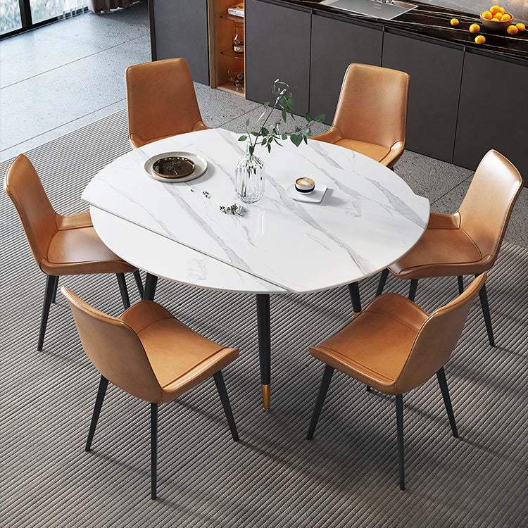 Modern Sintered Stone Dining Room Set with Black Base Dining Furniture for Home Use Clearhalo 'Dining Room Sets' 'Dining Tables & Seating' 'dining_room_set' 'furn' 'furn_dining_room_set' 'Furniture' 'furniture_dining_room_set' 'Kitchen & Dining Furniture' 'kitchen&dining_furn' 'kitchen' 3446932