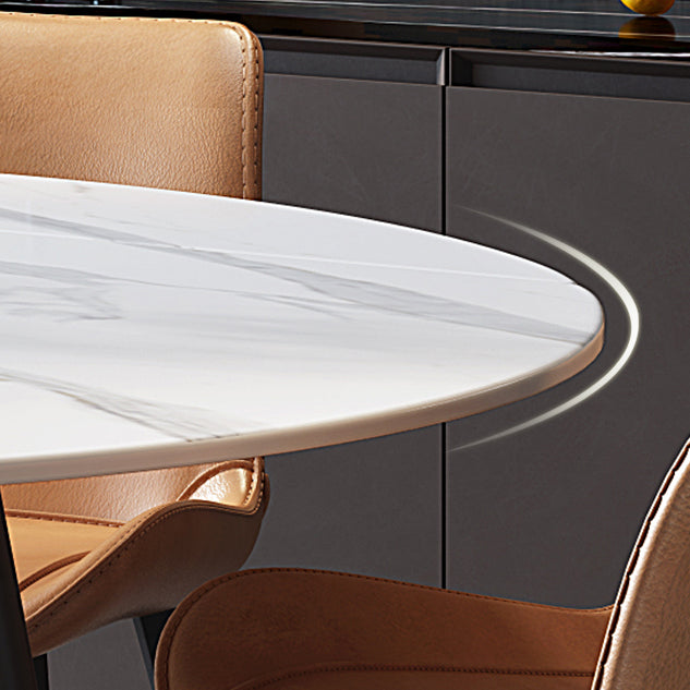 Modern Sintered Stone Dining Room Set with Black Base Dining Furniture for Home Use Clearhalo 'Dining Room Sets' 'Dining Tables & Seating' 'dining_room_set' 'furn' 'furn_dining_room_set' 'Furniture' 'furniture_dining_room_set' 'Kitchen & Dining Furniture' 'kitchen&dining_furn' 'kitchen' 3446936