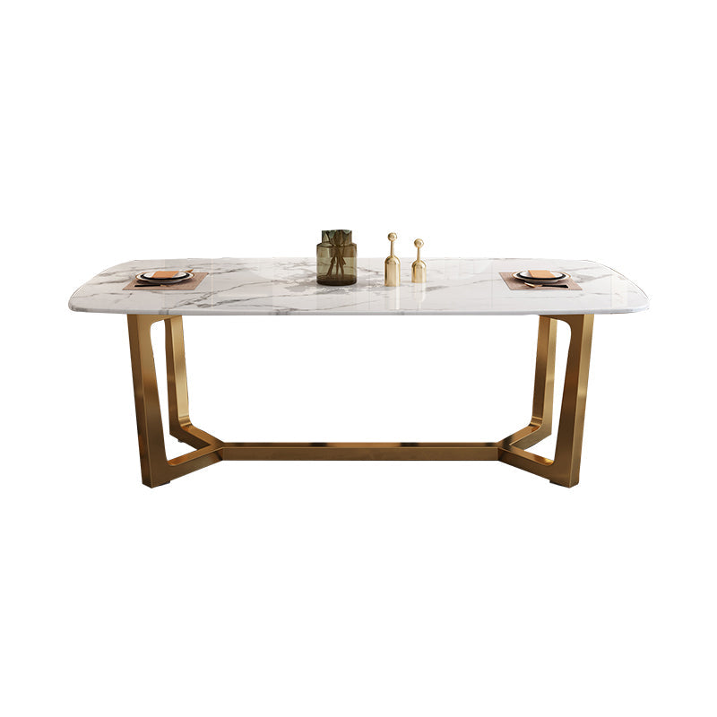 Nordic Dining Room Set Metal Frame Dining Table Rectangle White Slate Formal Dinette Set for Home Clearhalo 'Dining Room Sets' 'Dining Tables & Seating' 'dining_room_set' 'furn' 'furn_dining_room_set' 'Furniture' 'furniture_dining_room_set' 'Kitchen & Dining Furniture' 'kitchen&dining_furn' 'kitchen' 3446975