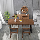 Industrial Style Wooden Dining¬†Room¬†Set with Rectangle Table and Metal Base Dining Table Furniture Clearhalo 'Dining Room Sets' 'Dining Tables & Seating' 'dining_room_set' 'furn' 'furn_dining_room_set' 'Furniture' 'furniture_dining_room_set' 'Kitchen & Dining Furniture' 'kitchen&dining_furn' 'kitchen' 3446997