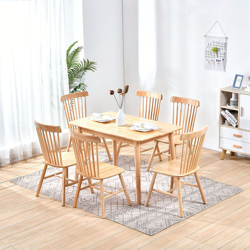 Contemporary Solid Wood Standard Dining Set Rectangle Kitchen Dining Set with 4 Legs Table 7 Piece Set Clearhalo 'Dining Room Sets' 'Dining Tables & Seating' 'dining_room_set' 'furn' 'furn_dining_room_set' 'Furniture' 'furniture_dining_room_set' 'Kitchen & Dining Furniture' 'kitchen&dining_furn' 'kitchen' 3447011