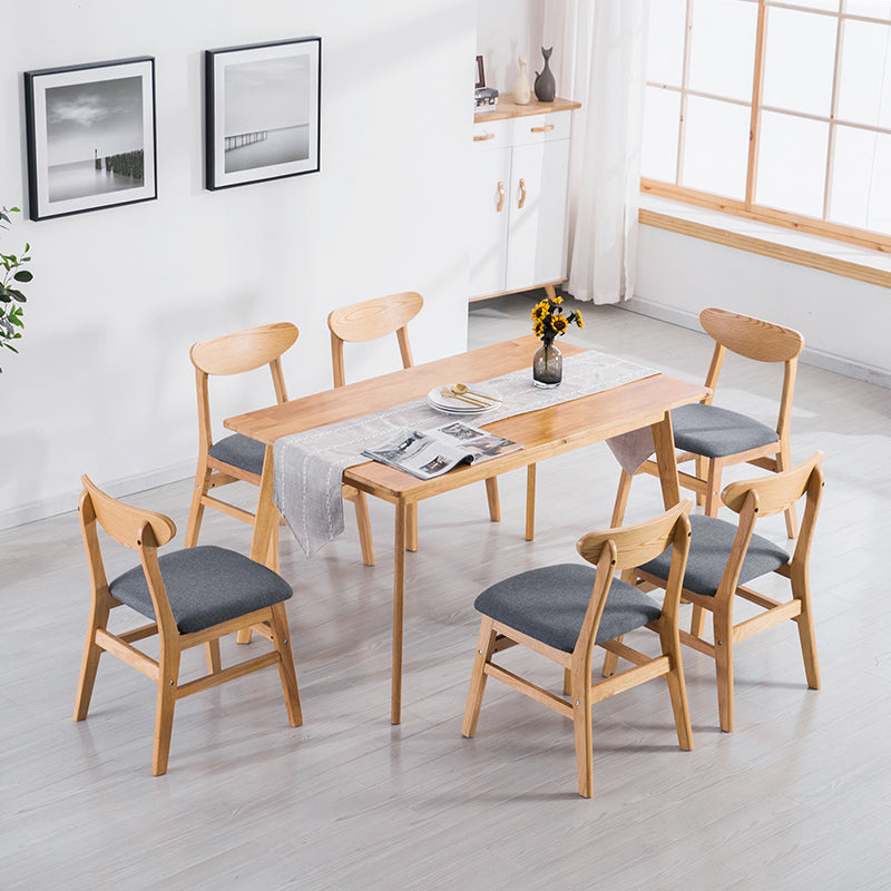 Minimalist Style Solid Wood Dining Room Set with Traditional Height Table and 4 Legs Base Gray 7 Piece Set Clearhalo 'Dining Room Sets' 'Dining Tables & Seating' 'dining_room_set' 'furn' 'furn_dining_room_set' 'Furniture' 'furniture_dining_room_set' 'Kitchen & Dining Furniture' 'kitchen&dining_furn' 'kitchen' 3447039