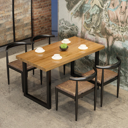 Industrial Wooden Dining¬†Room¬†Set with Rectangle Table and Black Legs Dining Table Furniture 78.7"L x 31.5"W x 29.5"H Clearhalo 'Dining Room Sets' 'Dining Tables & Seating' 'dining_room_set' 'furn' 'furn_dining_room_set' 'Furniture' 'furniture_dining_room_set' 'Kitchen & Dining Furniture' 'kitchen&dining_furn' 'kitchen' 3447066