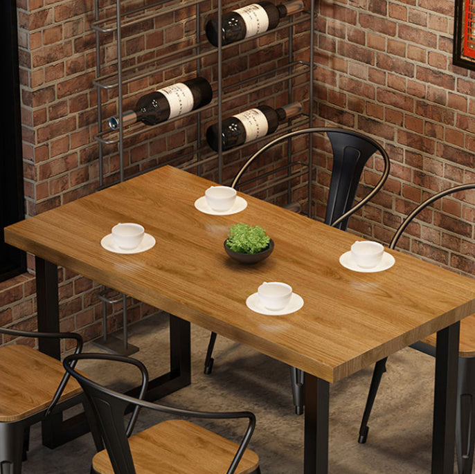 Industrial Wooden Dining¬†Room¬†Set with Rectangle Table and Black Legs Dining Table Furniture Clearhalo 'Dining Room Sets' 'Dining Tables & Seating' 'dining_room_set' 'furn' 'furn_dining_room_set' 'Furniture' 'furniture_dining_room_set' 'Kitchen & Dining Furniture' 'kitchen&dining_furn' 'kitchen' 3447070