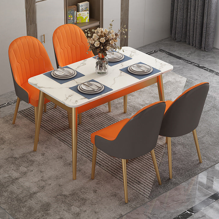 Dining Room Sets Scandinavian Metal Base Formal Rectangle Dining Table Set for Home Gold Clearhalo 'Dining Room Sets' 'Dining Tables & Seating' 'dining_room_set' 'furn' 'furn_dining_room_set' 'Furniture' 'furniture_dining_room_set' 'Kitchen & Dining Furniture' 'kitchen&dining_furn' 'kitchen' 3447081