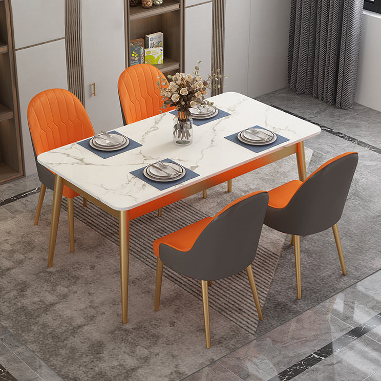 Dining Room Sets Scandinavian Metal Base Formal Rectangle Dining Table Set for Home Clearhalo 'Dining Room Sets' 'Dining Tables & Seating' 'dining_room_set' 'furn' 'furn_dining_room_set' 'Furniture' 'furniture_dining_room_set' 'Kitchen & Dining Furniture' 'kitchen&dining_furn' 'kitchen' 3447082