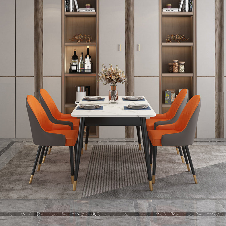 Dining Room Sets Scandinavian Metal Base Formal Rectangle Dining Table Set for Home Clearhalo 'Dining Room Sets' 'Dining Tables & Seating' 'dining_room_set' 'furn' 'furn_dining_room_set' 'Furniture' 'furniture_dining_room_set' 'Kitchen & Dining Furniture' 'kitchen&dining_furn' 'kitchen' 3447094