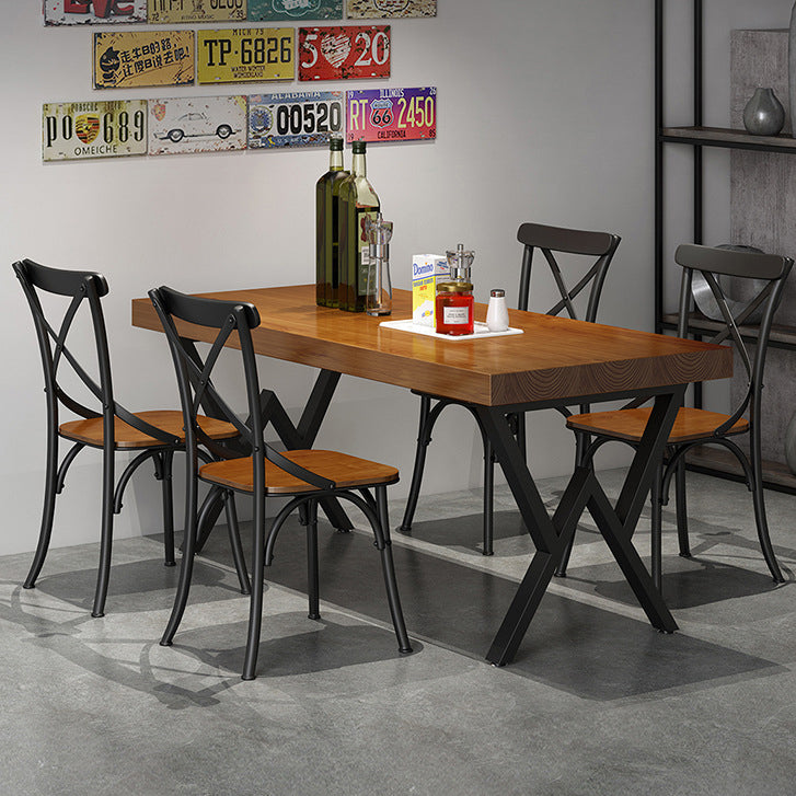 Industrial Wooden Dining¬†Room¬†Set with Rectangle Table and Black Legs Dining Table Furniture Clearhalo 'Dining Room Sets' 'Dining Tables & Seating' 'dining_room_set' 'furn' 'furn_dining_room_set' 'Furniture' 'furniture_dining_room_set' 'Kitchen & Dining Furniture' 'kitchen&dining_furn' 'kitchen' 3447136