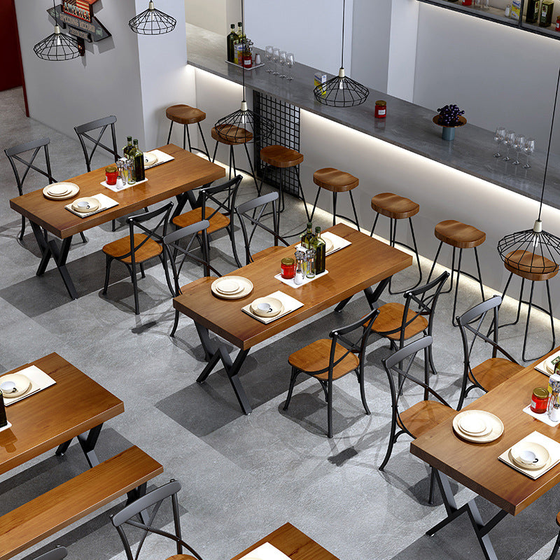 Industrial Wooden Dining¬†Room¬†Set with Rectangle Table and Black Legs Dining Table Furniture Clearhalo 'Dining Room Sets' 'Dining Tables & Seating' 'dining_room_set' 'furn' 'furn_dining_room_set' 'Furniture' 'furniture_dining_room_set' 'Kitchen & Dining Furniture' 'kitchen&dining_furn' 'kitchen' 3447137