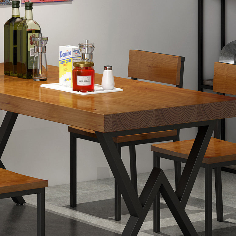 Industrial Wooden Dining¬†Room¬†Set with Rectangle Table and Black Legs Dining Table Furniture Clearhalo 'Dining Room Sets' 'Dining Tables & Seating' 'dining_room_set' 'furn' 'furn_dining_room_set' 'Furniture' 'furniture_dining_room_set' 'Kitchen & Dining Furniture' 'kitchen&dining_furn' 'kitchen' 3447141