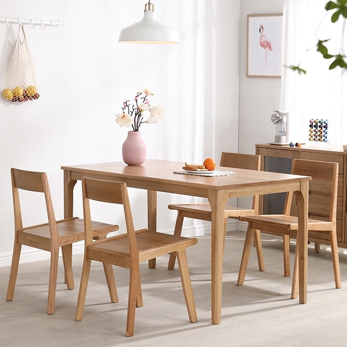 Minimalist Style Solid Wood Dining Set with Traditional Height Table and 4 Legs Base for Home Use 5 Piece Set Clearhalo 'Dining Room Sets' 'Dining Tables & Seating' 'dining_room_set' 'furn' 'furn_dining_room_set' 'Furniture' 'furniture_dining_room_set' 'Kitchen & Dining Furniture' 'kitchen&dining_furn' 'kitchen' 3447150