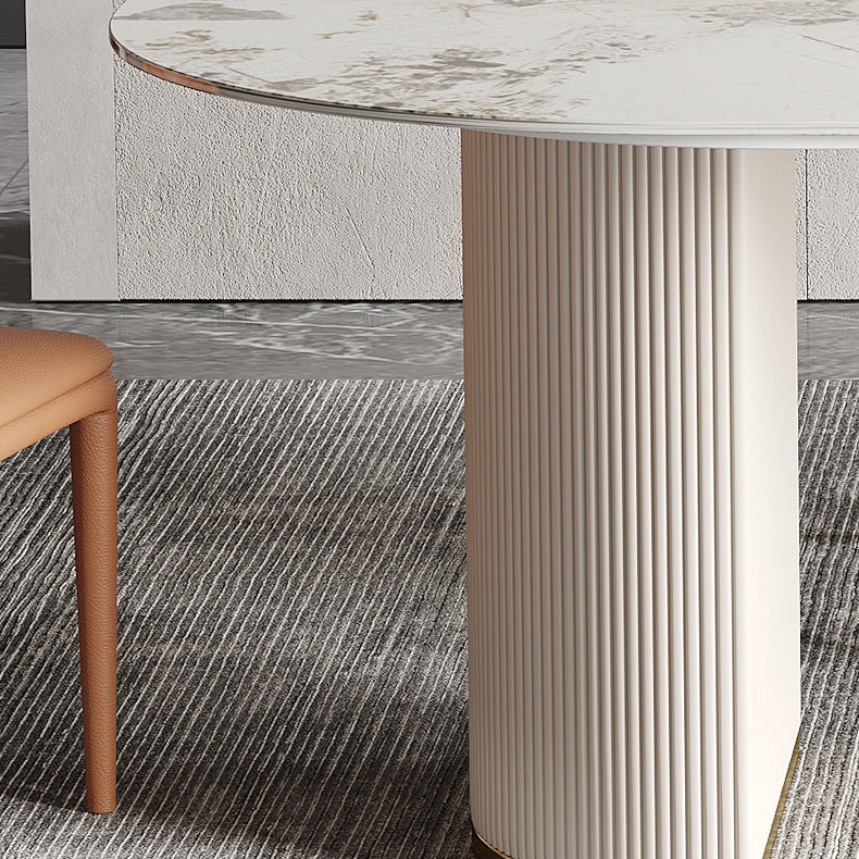 Modern Sintered Stone Dining Room Set with Rectangle Top and White Base Furniture Clearhalo 'Dining Room Sets' 'Dining Tables & Seating' 'dining_room_set' 'furn' 'furn_dining_room_set' 'Furniture' 'furniture_dining_room_set' 'Kitchen & Dining Furniture' 'kitchen&dining_furn' 'kitchen' 3447222