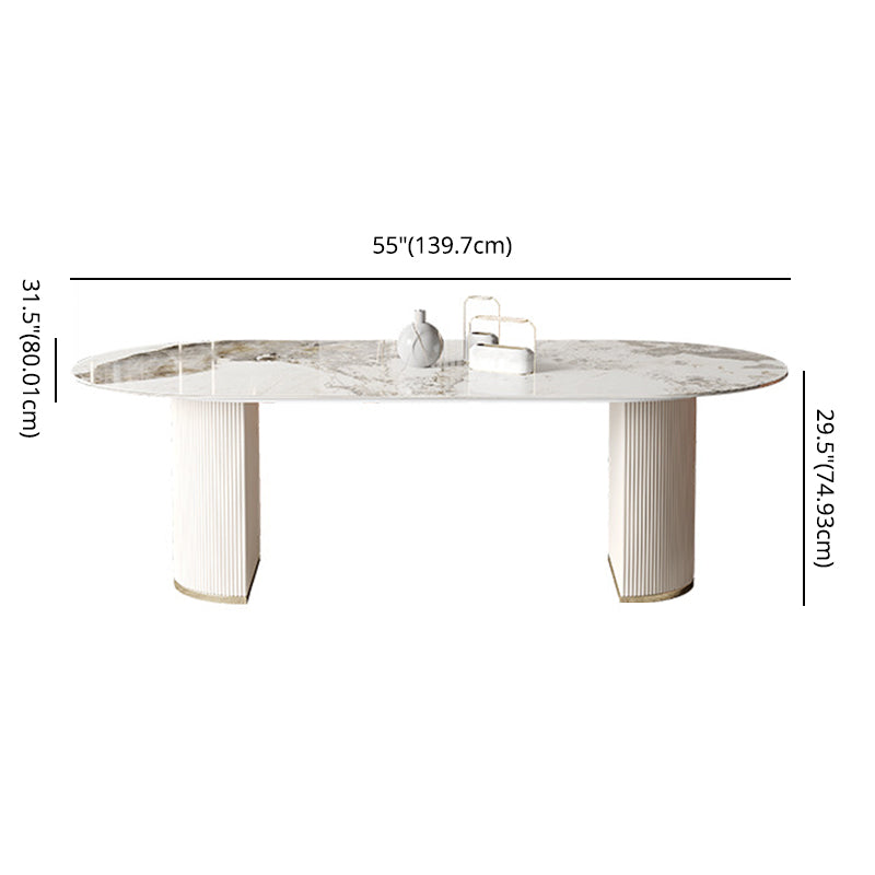 Modern Sintered Stone Dining Room Set with Rectangle Top and White Base Furniture Clearhalo 'Dining Room Sets' 'Dining Tables & Seating' 'dining_room_set' 'furn' 'furn_dining_room_set' 'Furniture' 'furniture_dining_room_set' 'Kitchen & Dining Furniture' 'kitchen&dining_furn' 'kitchen' 3447226