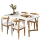 Minimalist Style Traditional Height Dining Set with Rectangle Shape Table and Double Pedestal Base Clearhalo 'Dining Room Sets' 'Dining Tables & Seating' 'dining_room_set' 'furn' 'furn_dining_room_set' 'Furniture' 'furniture_dining_room_set' 'Kitchen & Dining Furniture' 'kitchen&dining_furn' 'kitchen' 3447235