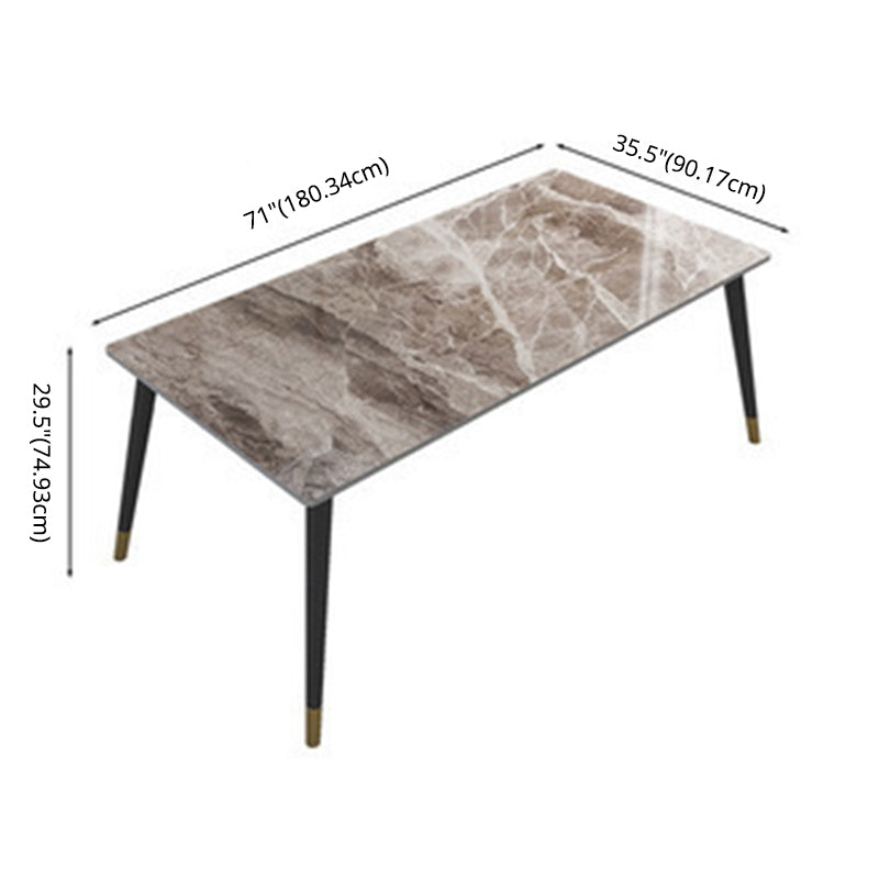 Dining Room Set Scandinavian Rectangular Dining Table with Black Four-leg Metal Base Clearhalo 'Dining Room Sets' 'Dining Tables & Seating' 'dining_room_set' 'furn' 'furn_dining_room_set' 'Furniture' 'furniture_dining_room_set' 'Kitchen & Dining Furniture' 'kitchen&dining_furn' 'kitchen' 3447258