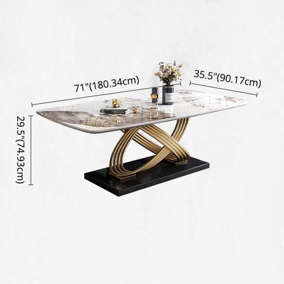 Modern Sintered Stone Dining¬†Room¬†Set with Rectangle Table and Metal Base Dining Table Furniture Clearhalo 'Dining Room Sets' 'Dining Tables & Seating' 'dining_room_set' 'furn' 'furn_dining_room_set' 'Furniture' 'furniture_dining_room_set' 'Kitchen & Dining Furniture' 'kitchen&dining_furn' 'kitchen' 3447282