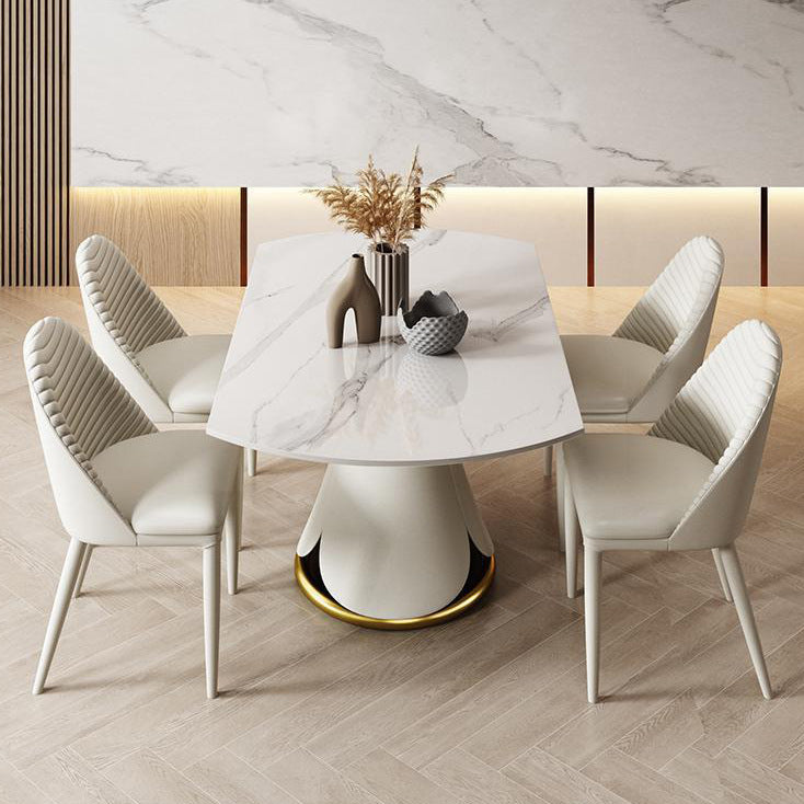 Modern Sintered Stone Dining Room Set with Round Top and White Base Furniture Set Clearhalo 'Dining Room Sets' 'Dining Tables & Seating' 'dining_room_set' 'furn' 'furn_dining_room_set' 'Furniture' 'furniture_dining_room_set' 'Kitchen & Dining Furniture' 'kitchen&dining_furn' 'kitchen' 3447286