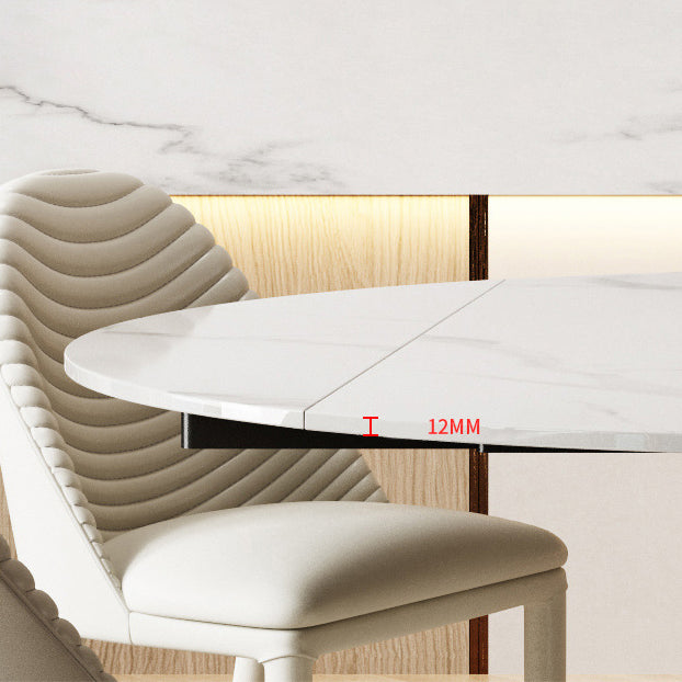 Modern Sintered Stone Dining Room Set with Round Top and White Base Furniture Set Clearhalo 'Dining Room Sets' 'Dining Tables & Seating' 'dining_room_set' 'furn' 'furn_dining_room_set' 'Furniture' 'furniture_dining_room_set' 'Kitchen & Dining Furniture' 'kitchen&dining_furn' 'kitchen' 3447290