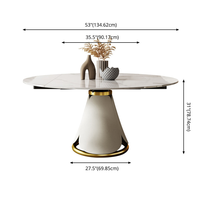 Modern Sintered Stone Dining Room Set with Round Top and White Base Furniture Set Clearhalo 'Dining Room Sets' 'Dining Tables & Seating' 'dining_room_set' 'furn' 'furn_dining_room_set' 'Furniture' 'furniture_dining_room_set' 'Kitchen & Dining Furniture' 'kitchen&dining_furn' 'kitchen' 3447294