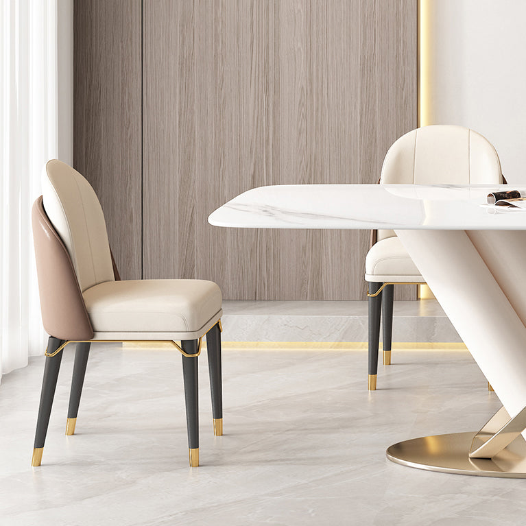 Contemporary Rectangle Shape Sintered Stone Top Dining Set Standard Kitchen Dining Set in White Clearhalo 'Dining Room Sets' 'Dining Tables & Seating' 'dining_room_set' 'furn' 'furn_dining_room_set' 'Furniture' 'furniture_dining_room_set' 'Kitchen & Dining Furniture' 'kitchen&dining_furn' 'kitchen' 3447299