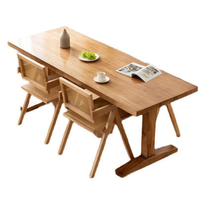 Minimalist Style Solid Wood Dining Set with Fixed Table and Double Pedestal Base 3 Piece Set Clearhalo 'Dining Room Sets' 'Dining Tables & Seating' 'dining_room_set' 'furn' 'furn_dining_room_set' 'Furniture' 'furniture_dining_room_set' 'Kitchen & Dining Furniture' 'kitchen&dining_furn' 'kitchen' 3447311