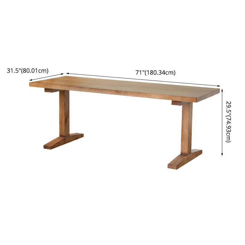 Minimalist Style Solid Wood Dining Set with Fixed Table and Double Pedestal Base Clearhalo 'Dining Room Sets' 'Dining Tables & Seating' 'dining_room_set' 'furn' 'furn_dining_room_set' 'Furniture' 'furniture_dining_room_set' 'Kitchen & Dining Furniture' 'kitchen&dining_furn' 'kitchen' 3447317
