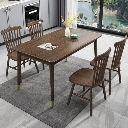 Dining Room Solid Wood Set Contemporary with Rectangle Table Dining Set with 4 Legs Base 5 Piece Set Clearhalo 'Dining Room Sets' 'Dining Tables & Seating' 'dining_room_set' 'furn' 'furn_dining_room_set' 'Furniture' 'furniture_dining_room_set' 'Kitchen & Dining Furniture' 'kitchen&dining_furn' 'kitchen' 3447322