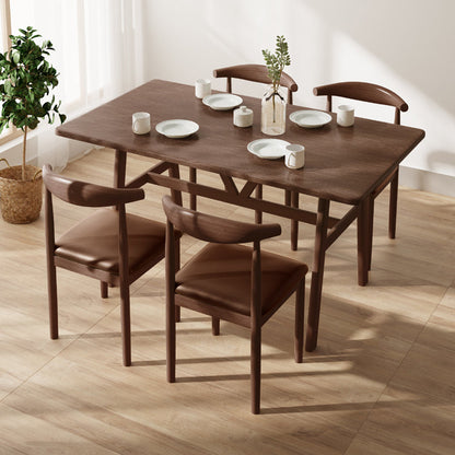 Modern Solid Wood Standard Dining Set Rectangle Shape Kitchen Dining Set with 4 Legs Table Walnut Clearhalo 'Dining Room Sets' 'Dining Tables & Seating' 'dining_room_set' 'Furniture' 'furniture_dining_room_set' 'Kitchen & Dining Furniture' 'kitchen&dining_furn' 'kitchen' 3447337