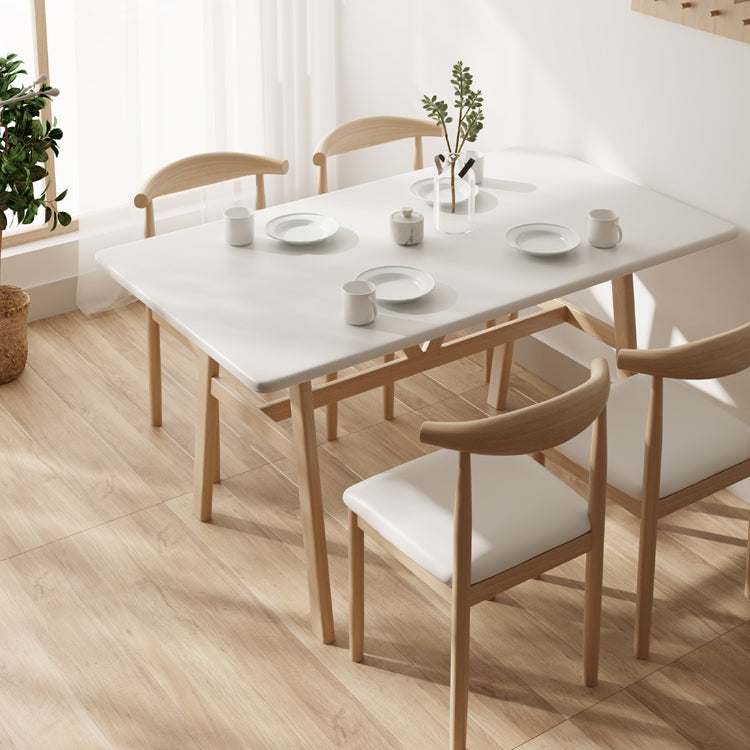 Modern Solid Wood Standard Dining Set Rectangle Shape Kitchen Dining Set with 4 Legs Table White Clearhalo 'Dining Room Sets' 'Dining Tables & Seating' 'dining_room_set' 'Furniture' 'furniture_dining_room_set' 'Kitchen & Dining Furniture' 'kitchen&dining_furn' 'kitchen' 3447352