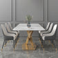 Modern Sintered Stone Dining Room Set with Rectangle Top and Gold Base Furniture Set Clearhalo 'Dining Room Sets' 'Dining Tables & Seating' 'dining_room_set' 'furn' 'furn_dining_room_set' 'Furniture' 'furniture_dining_room_set' 'Kitchen & Dining Furniture' 'kitchen&dining_furn' 'kitchen' 3447355