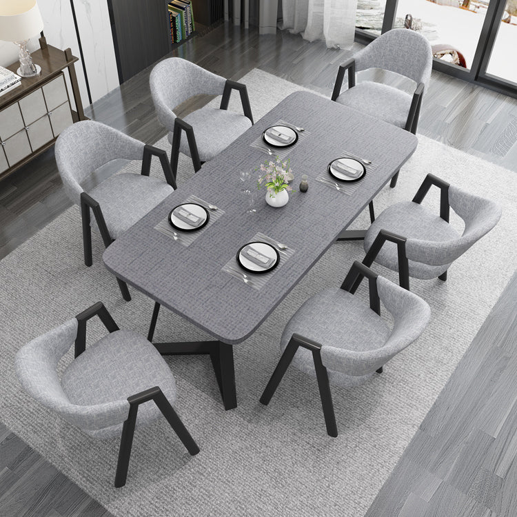 Contemporary Gray Standard Dining Set MDF Rectangle Shape Dining Set for Kitchen Clearhalo 'Dining Room Sets' 'Dining Tables & Seating' 'dining_room_set' 'furn' 'furn_dining_room_set' 'Furniture' 'furniture_dining_room_set' 'Kitchen & Dining Furniture' 'kitchen&dining_furn' 'kitchen' 3447391