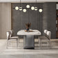 Minimalist Style Sintered Stone Dining Set with White Fixed Table and Black Double Pedestal Base 5 Piece Set Clearhalo 'Dining Room Sets' 'Dining Tables & Seating' 'dining_room_set' 'furn' 'furn_dining_room_set' 'Furniture' 'furniture_dining_room_set' 'Kitchen & Dining Furniture' 'kitchen&dining_furn' 'kitchen' 3447416