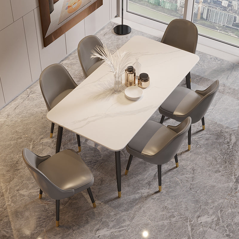 Modern Style Dining Room Set with Sintered Stone Dining Table and Chairs 7 Piece Set Clearhalo 'Dining Room Sets' 'Dining Tables & Seating' 'dining_room_set' 'furn' 'furn_dining_room_set' 'Furniture' 'furniture_dining_room_set' 'Kitchen & Dining Furniture' 'kitchen&dining_furn' 'kitchen' 3447424