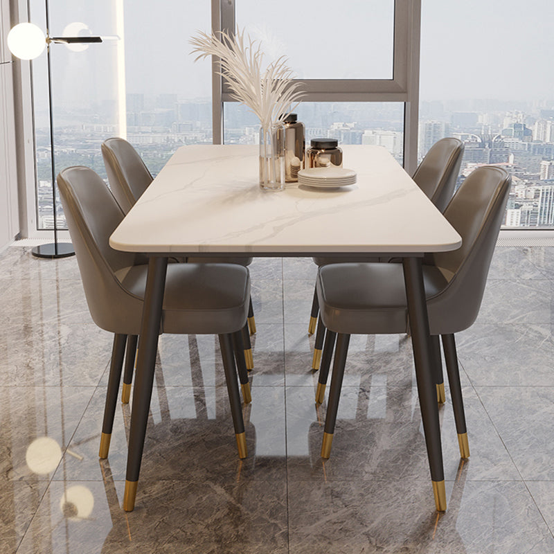 Modern Style Dining Room Set with Sintered Stone Dining Table and Chairs 5 Piece Set Clearhalo 'Dining Room Sets' 'Dining Tables & Seating' 'dining_room_set' 'furn' 'furn_dining_room_set' 'Furniture' 'furniture_dining_room_set' 'Kitchen & Dining Furniture' 'kitchen&dining_furn' 'kitchen' 3447425